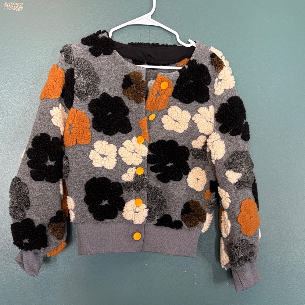 Floral Patterned Gray Sweater
